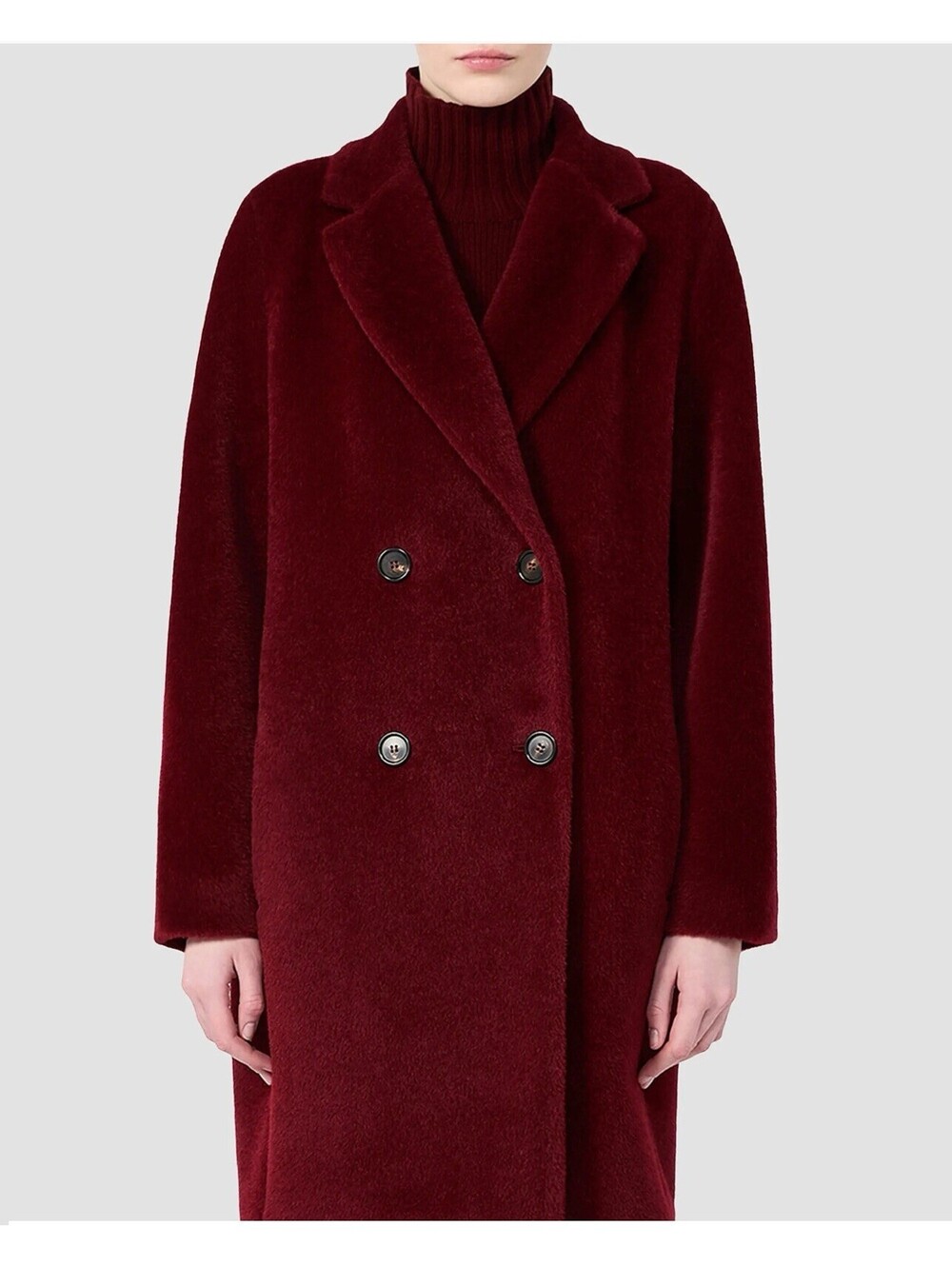 Max Mara Alpaca Virgin Wool Double Breasted Belted Coat Red US 6 IT 40 Italy